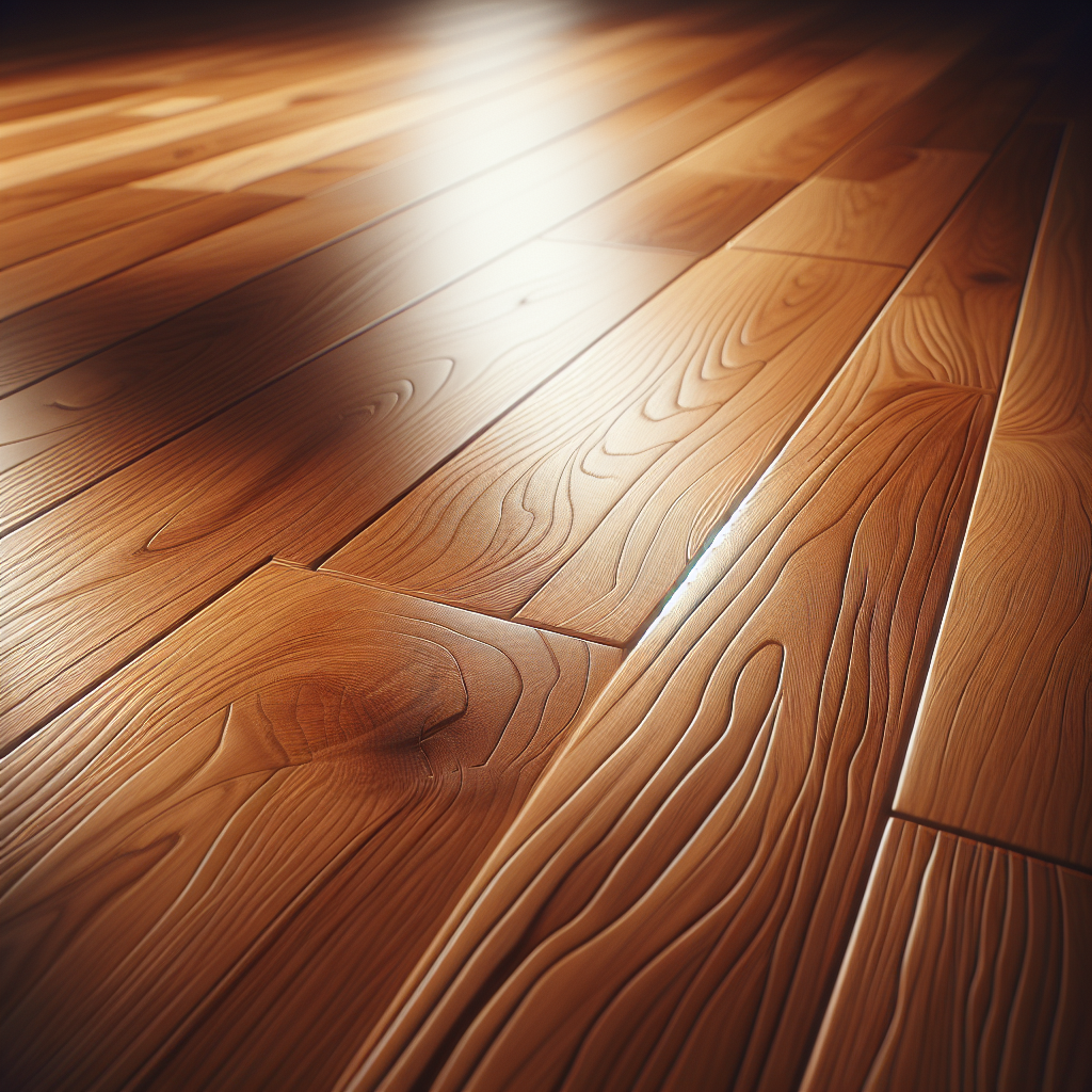 Pavimento in legno luminoso con venature evidenti.