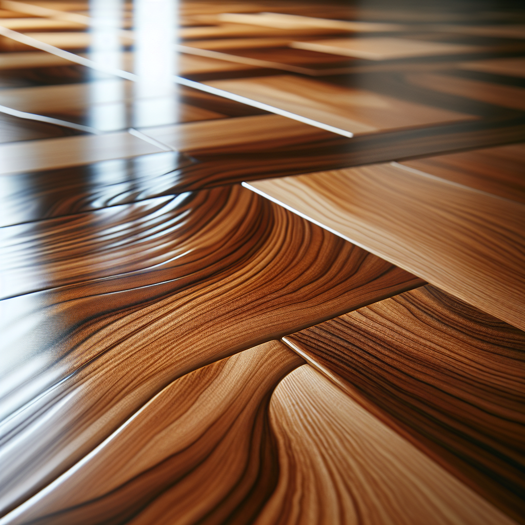 Pavimento in legno con design ondulato e moderno.